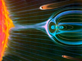 Un campo magnético proporciona una buena protección. Sol, Venus, Tierra y Marte en comparación - con las proporciones adecuadas. (Fuente: ESA)