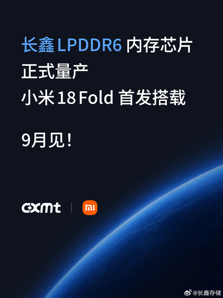 CXMT confirma que el Xiaomi 18 Fold utilizará su memoria LPDDR6