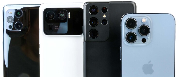 desde la izquierda: Find X3 Pro, Mi 11 Ultra, Galaxy S21 Ultra y iPhone 13 Pro