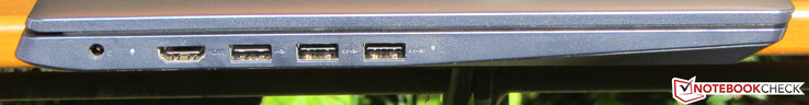 Lado izquierdo: fuente de alimentación, HDMI, USB 2.0 (Tipo-A), 2x USB 3.2 Gen 1 (Tipo-A)