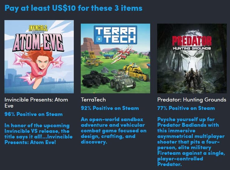 El primer nivel contiene estos 3 juegos (Fuente de la imagen: Humble Bundle)