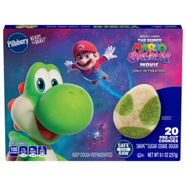 El frontal del envase de la masa para galletas Pillsbury de la película Super Mario Galaxy (Fuente de la imagen: Tops Friendly Markets)