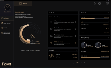 Perfiles de rendimiento en ProArt Creator Hub