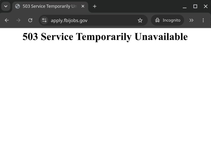 Error 503 de la página del FBI