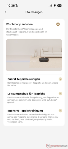 Ajustes para la limpieza de alfombras