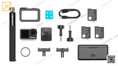 El DJI Osmo Action 5 Pro contará con 3 baterías para sesiones de grabación prolongadas. (Fuente de la imagen: @Quadro_News vía Twitter/X)