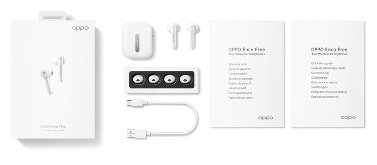 Contenido de la caja de los auriculares Oppo Enco Free