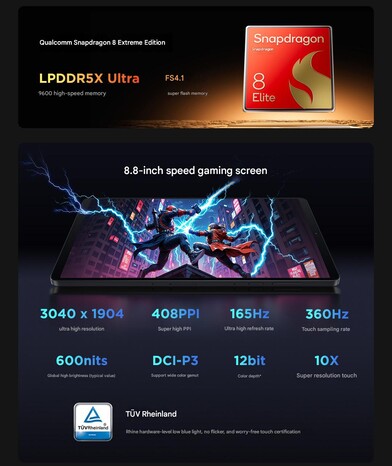 SoC, RAM, almacenamiento y detalles de la pantalla del Lenovo Legion Y700 de 4ª generación (Fuente de la imagen: Lenovo - machine translated)