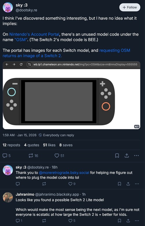 Descubrimiento del código en el portal de la Cuenta Nintendo (Fuente de la imagen: captura de pantalla, cuenta Sky: 3 Bluesky)