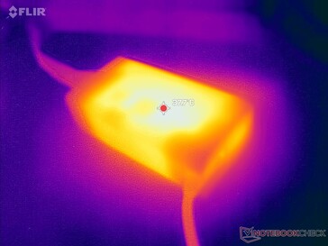 El adaptador de CA alcanza más de 38 C cuando está bajo carga