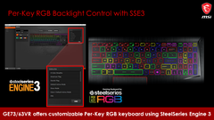 La retroiluminación RGB por tecla se puede personalizar completamente y guardar para juegos específicos. (Fuente de la imagen: MSI)