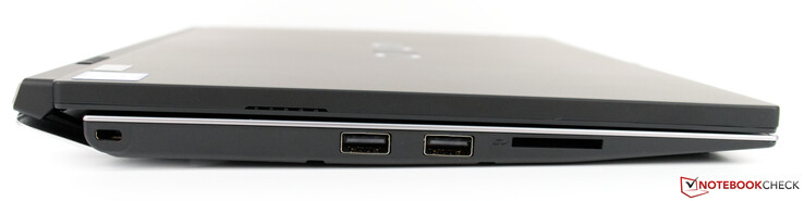Lado izquierdo: Cerradura Kensington, 2x USB 2.0 tipo A, lector de tarjetas SD