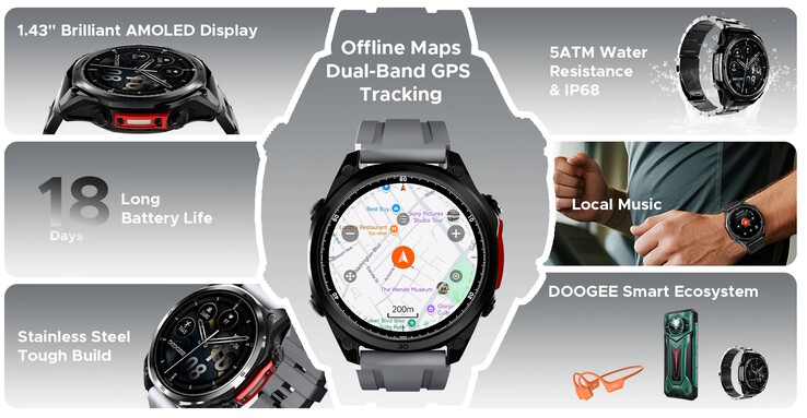 El smartwatch cuenta con una amplia gama de funciones (Fuente de la imagen: Doogee)