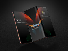 Un Samsung Galaxy Z con dos bisagras, tal y como lo imagina LetsGoDigital. (Fuente de la imagen: LetsGoDigital)