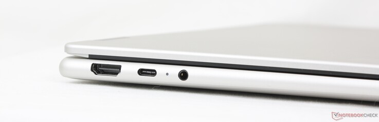 Izquierda: HDMI (4K 60 Hz), USB-C (10 Gbps) con DisplayPort 2.1 + Power Delivery, auriculares de 3,5 mm