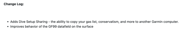 Las notas de la versión del software v25.21 para el ordenador de buceo Descent G2 de Garmin
