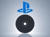 Un disco PS5 en blanco que se muestra debajo del logotipo de PlayStation
