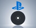 Un disco PS5 en blanco que se muestra debajo del logotipo de PlayStation