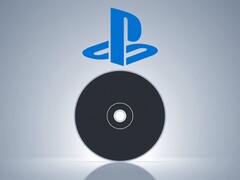 Un disco PS5 en blanco que se muestra debajo del logotipo de PlayStation
