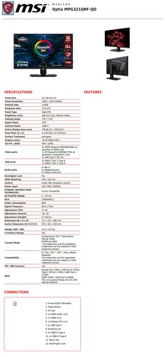 Optix MPG321QRF-QD. (Fuente de la imagen: MSI)