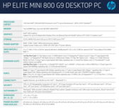 HP Elite Mini 800 G9 - Especificaciones. (Fuente de la imagen: HP)