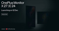 Los monitores X 27 y E 24 de OnePlus se lanzarán el 12 de diciembre. (Fuente de la imagen: OnePlus)