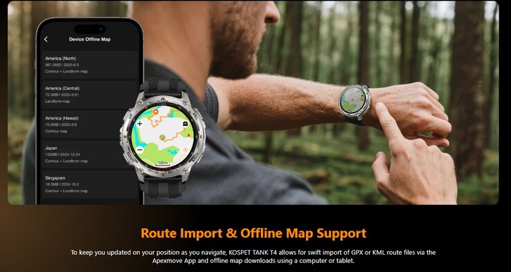 El reloj admite la visualización de mapas sin conexión. (Fuente de la imagen: Kospet)