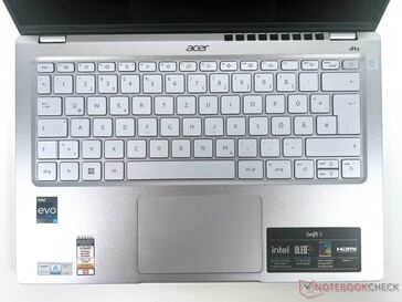 Vista superior del teclado y del touchpad
