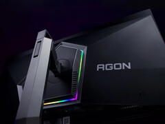 El AOC Agon 6 Pro AG326UZD tiene un soporte ajustable e iluminación RGB montada en la parte trasera. (Fuente de la imagen: AOC)