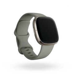 El Fitbit Sense está disponible en color plata con una correa de reloj en color gris salvia. (Fuente de la imagen: Fitbit)