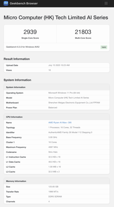 (Fuente de la imagen: Geekbench)