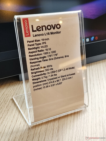 Especificaciones del monitor portátil