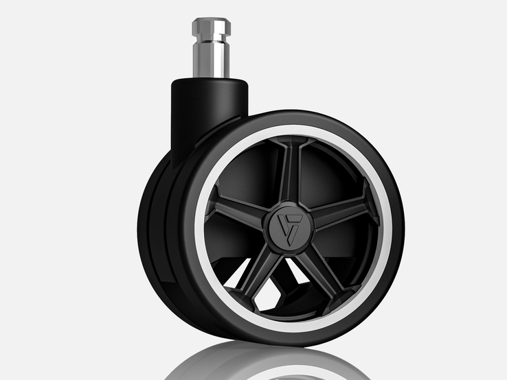 Cada una de las ruedas Penta RS1 (en la imagen) situadas debajo de la silla de juego lleva sutiles toques de diseño con temática Audi.