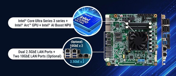 La placa base Mini ITX de Aaeon, equipada con el procesador Intel Panther Lake, puede incorporar hasta 4 puertos Ethernet.