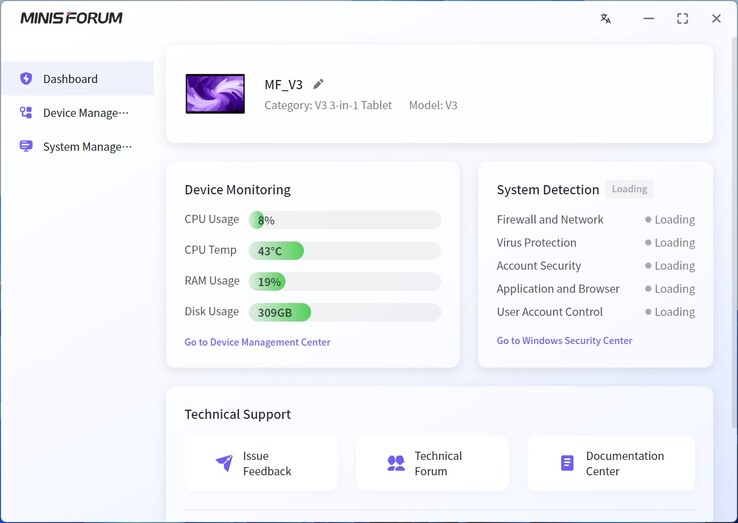 Tablero del Minisforo V3