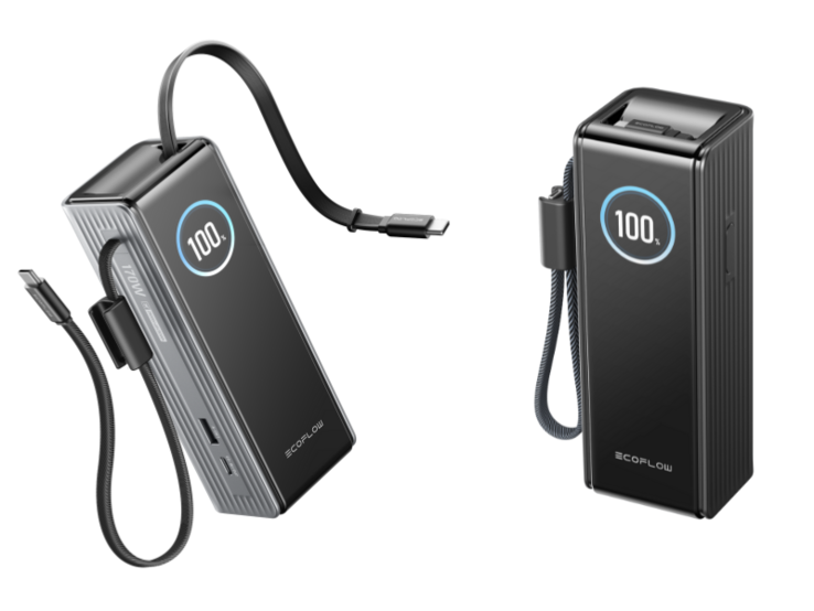 El banco de energía rápida EcoFlow (25.000 mAh, 170 W, 100 W incorporados y cables retráctiles). (Fuente de la imagen: EcoFlow)