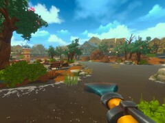 En Fresh Start Cleaning Simulator, los jugadores utilizan un dispositivo que combina una hidrolimpiadora y una aspiradora para limpiar la naturaleza de todo tipo de residuos.