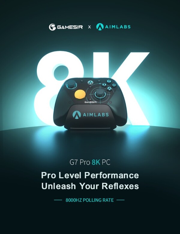 La GameSir G7 Pro 8K Aimlabs Edition tiene una frecuencia de sondeo de 8.000 Hz para un retardo de entrada casi nulo. (fuente de la imagen: GameSir)