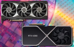 La tarjeta RX 7900 XT podría superar a la RTX 4090 gracias a su novedosa microarquitectura. (Fuente de la imagen: AMD (6900 XT)/Nvidia (RTX 3090)/Unsplash - editado)