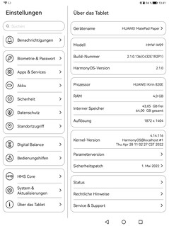 Software del Huawei MatePad Paper