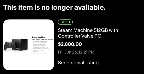Se ha vendido una Steam Machine en eBay. 