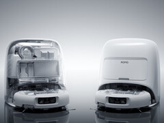 La DJI Romo en su sistema de acoplamiento con acabados opaco y translúcido. (Fuente de la imagen: DJI)