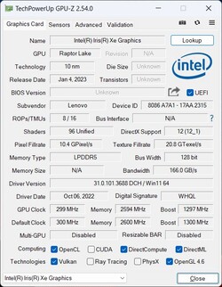 GPU-Z Iris Xe Graphics G7