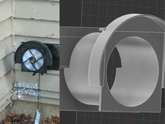 En la imagen: una imagen IRL del excluidor unidireccional (izquierda), y un render de diseño del mismo (derecha). (Fuente de la imagen: u/Chronus88 vía r/3Dprinting)