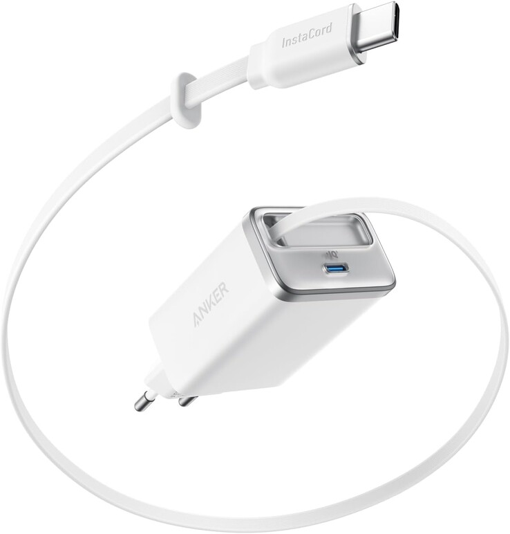 El cargador Anker Nano (35 W, cable USB-C retráctil integrado) en blanco. (Fuente de la imagen: Anker)