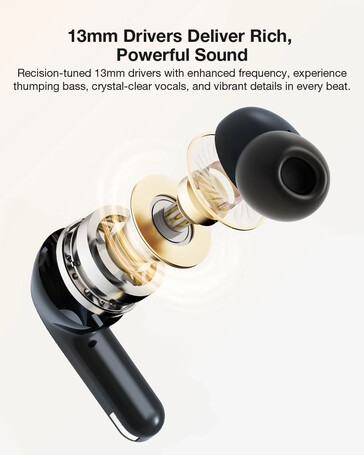 Estos auriculares inalámbricos tienen unos transductores bastante grandes (Fuente de la imagen: BlitzWolf)