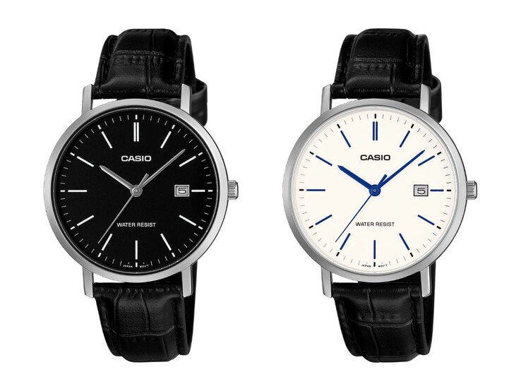 De izquierda a derecha: los relojes Casio MTP-VT05L-1E y MTP-VT05L-7E