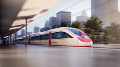 Representación de una composición Vinspeed de Siemens Mobility. El tren utilizará la plataforma Velaro Novo