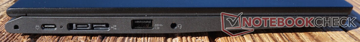Izquierda: USB-C (10 Gbps, PD), Lenovo Side Dock (USB-C (10 Gbps, PD) integrado), USB-A (10 Gbps, siempre activo), conector de 3,5 mm (auriculares)
