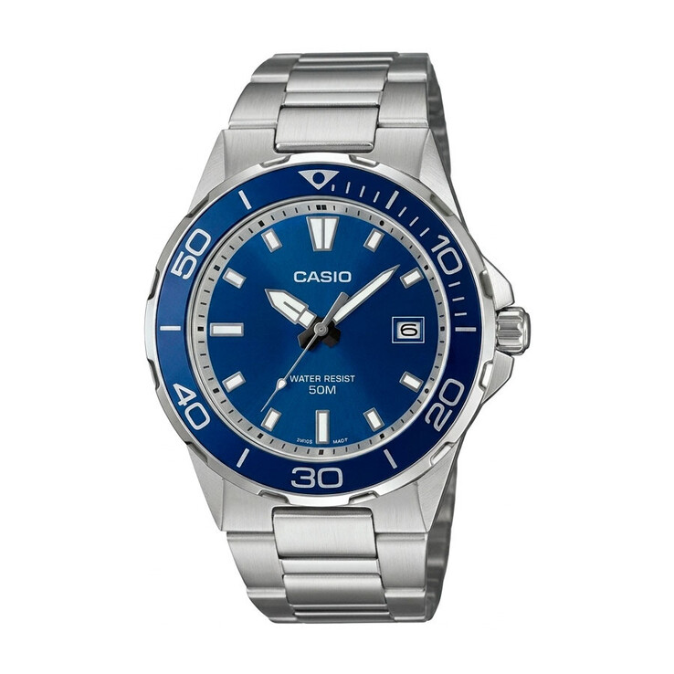 El Casio MTD-145D-2A cuenta con una esfera azul